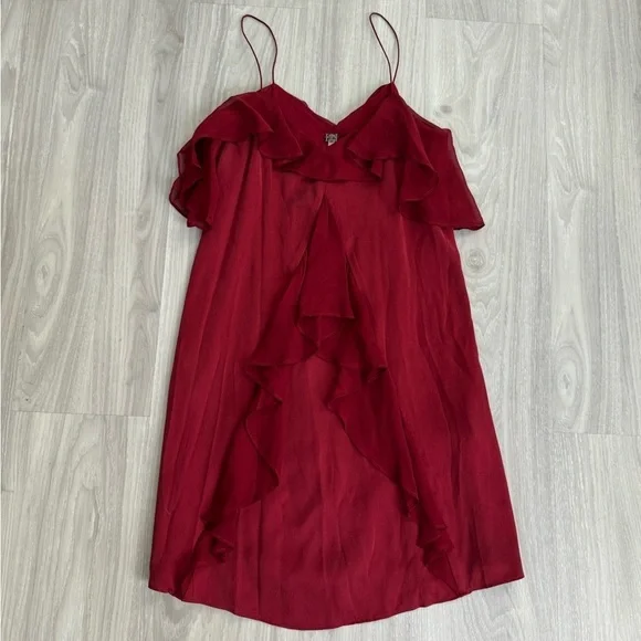 Haute Hippie Silk Chiffon Bibi Ruffled Slip Dress – Heart Red – Size 2 – NWT - Picture 8 of 9